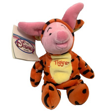 WDW Piglet as Tigger Disney Store Plush 1999 w/ Tag 8 Bean Bag New