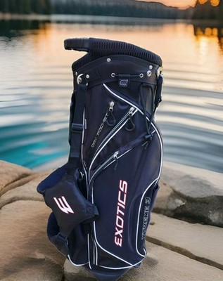 Exotics Xtreme 3 Stand Golf Bag Ultra-Light 7 way Black XLT 1 Day Use Tour Edge 