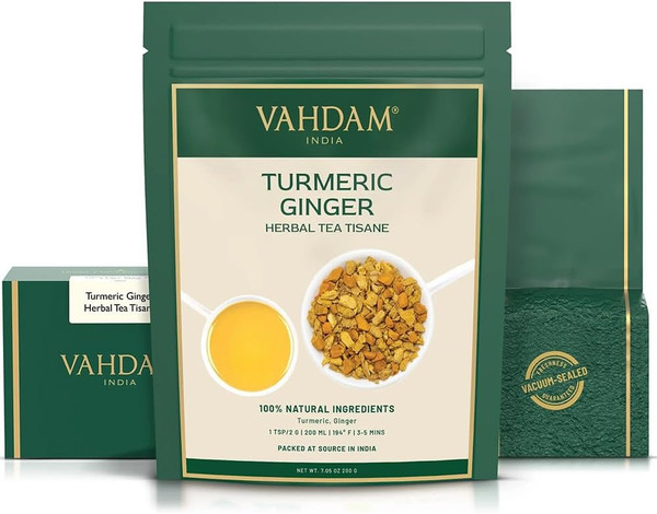 VAHDAM, Té De Cúrcuma Y Jengibre (100 G) | Té De Hierbas | Sin Cafeína | Infusió