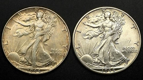 Lot Of TWO 90% Silver Walking Liberty Half Dollar 50c Coins - 1944 & 1944-D!