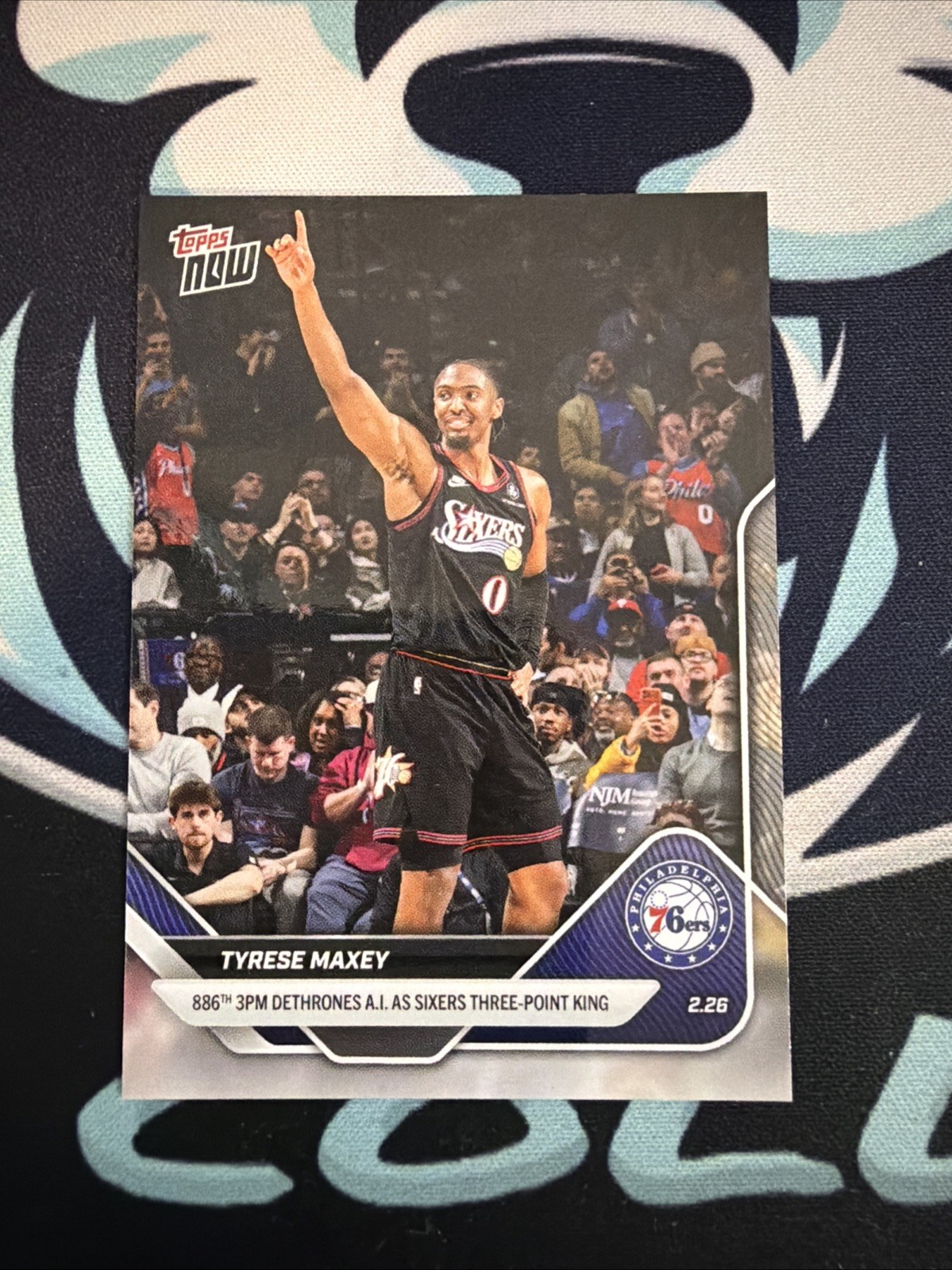 2026 Topps Now Tyrese Maxey 886th 3PM Dethrones AI As Sixer Three-Point King 185