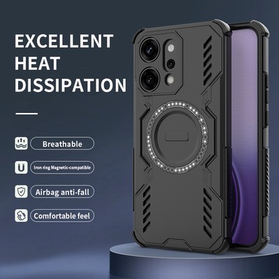 For OPPO Reno14 Pro 5G, Luxury 4 Airbags Hybrid Armor Magnetic Hard Case Cover