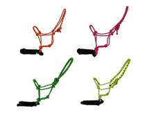 COWBOY KNOT HALTER Fluorescent Speckled with 10' Black REMOVABLE LEAD Rope