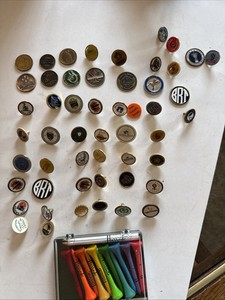Lot of 52 Golf Markers,11 Harrod’s Golf Tees preowned