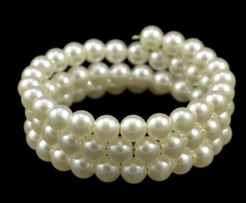 3 ROW FAUX PEARL STRETCH MEMORY WIRE BRACELET - Picture 1 of 1