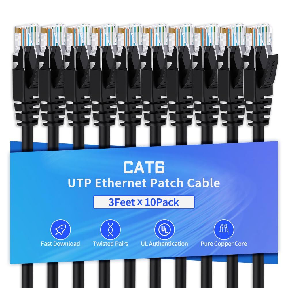3-Pack 3ft Cat6 Ethernet Cable High-Speed RJ45 Network Patch Cord-image