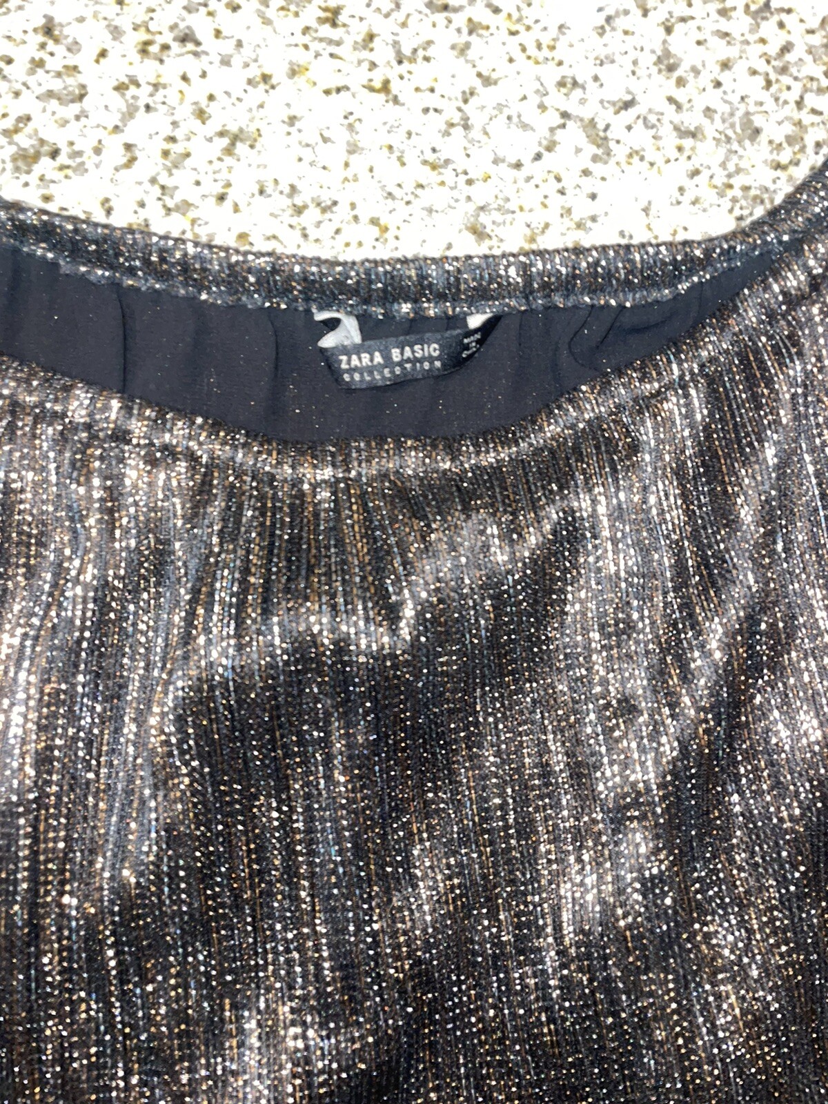 ZARA Basic Metallic Effect Size S Off-Shoulder To… - image 7