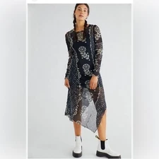 Anna Sui x Free People - Black Floral Mesh Dress - Size M, New With Tags