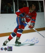 GUY LAPOINTE Montreal Canadiens autographed 8x10 photo HOF93 6 Cups COA