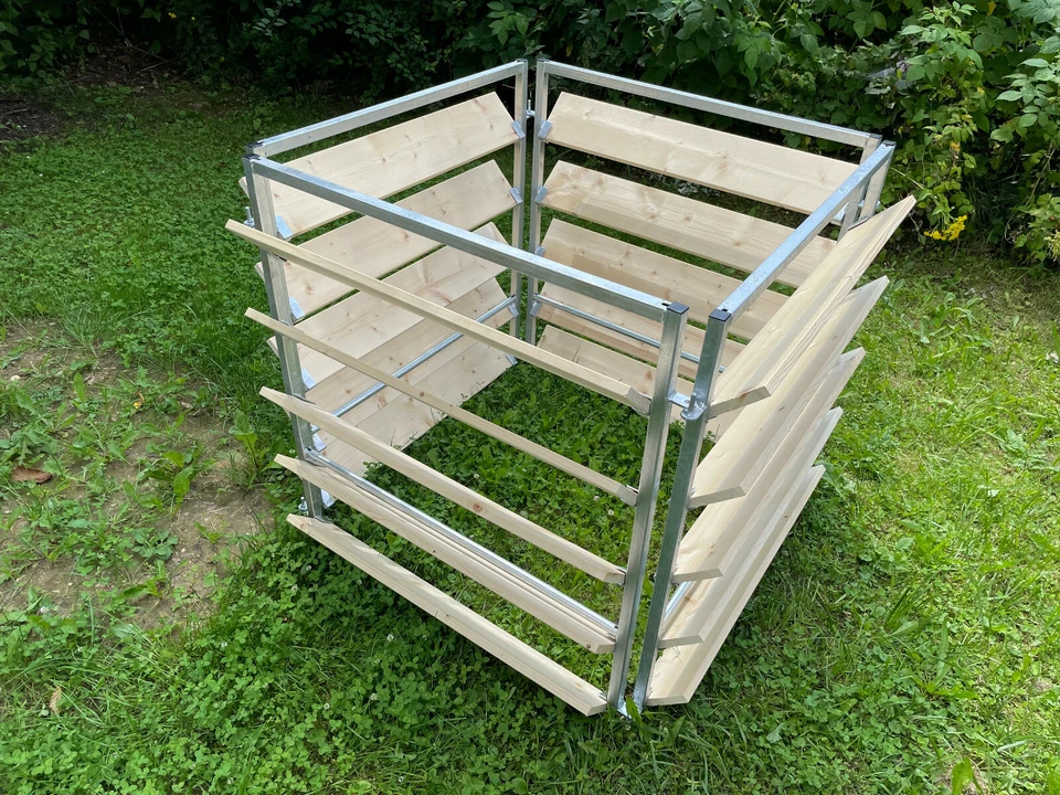 Elmato 14858 Komposter Holz/Metall 100 x 100 x 100 cm Kompost Behälter