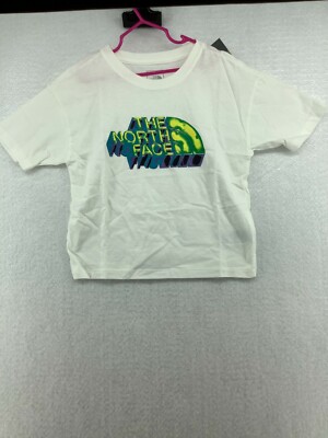 The North Face Girls Cropped Tnf White Graphic Tee T Shirt Size Medium  10/12
