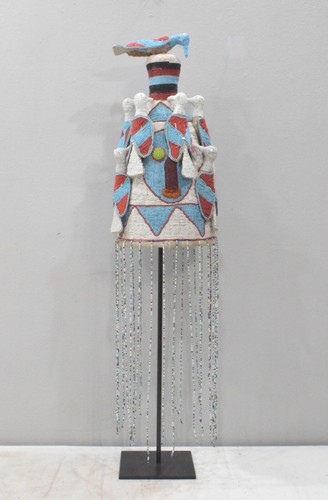 African Yoruba Beaded Multi Colored Bird Crown - Picture 4 of 5