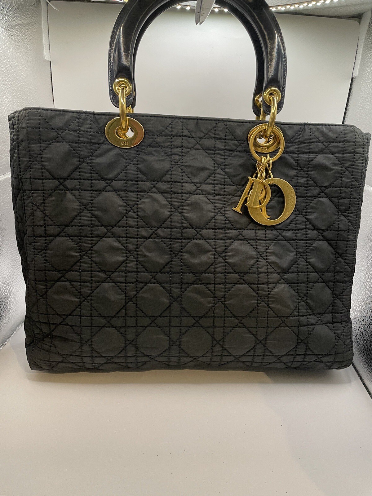 Dior Lady Dior Shoulder Bag Medium Black Ultramatte Leather eBay