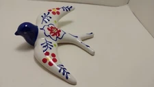 Vintage Handpainted Swallow Bird Gift Souvenirs Portugal Floral Swirls