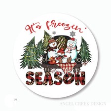 It's Freezin Season Snowman Christmas Scrapbook Stickers Labels Envelope Seals