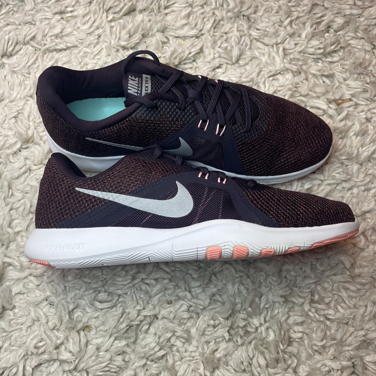 Nike Flex Trainer Burgundy Ash Metallic Silver 924339-601 Women's Size 10  NEW