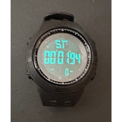 Mens Black stainless steel back multi-function watch sport water-resistant