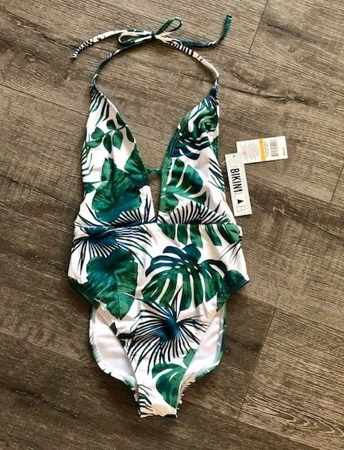 The Bikini Lab Fronds Tropical Leaf Print One Piece Swimsuit Swimwear S/M/L $62 - Image 2 of 4