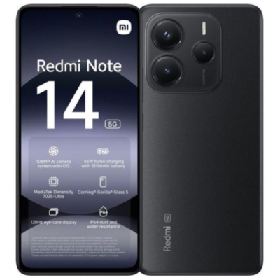 XIAOMI Redmi Note 14 NFC Phone, 120Hz, display AMOLED Zoom 6.67, 8+256GB, smartphone con processore Helio G99 Super e fotocamera AI da 108MP, batteria da 5500mAh, batteria da 33W (nero