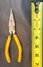 Vintage KR TOOLS Needle Nose Pliers Drop Forged Tool Yellow Handle 6.5" Taiwan