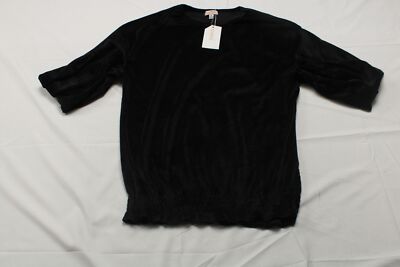 Tottini Girl's Long Sleeve Crew Neck Velour Smocked Top EJ1 Black Size 16 