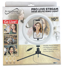 SuperSonic SC-1210SR, Flex Phone Mount 10" Selfie Ring-Tabletop-3 Settings-NEW