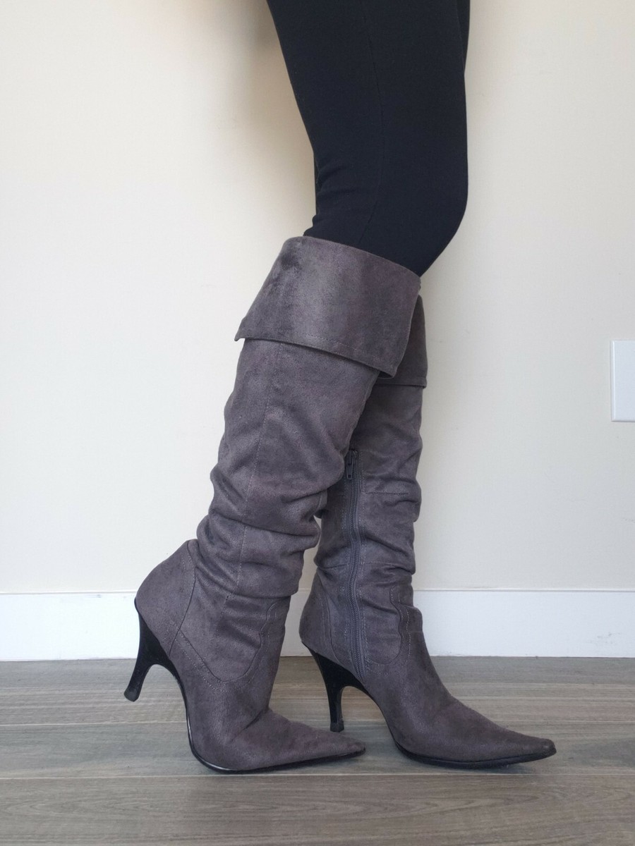 Bakers Grey Suede Knee High Boots Size