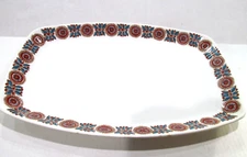 Turi  Astrid FIGGJO NORWAY 15 3/4" Rectangular  Platter  1973  teal brown flower