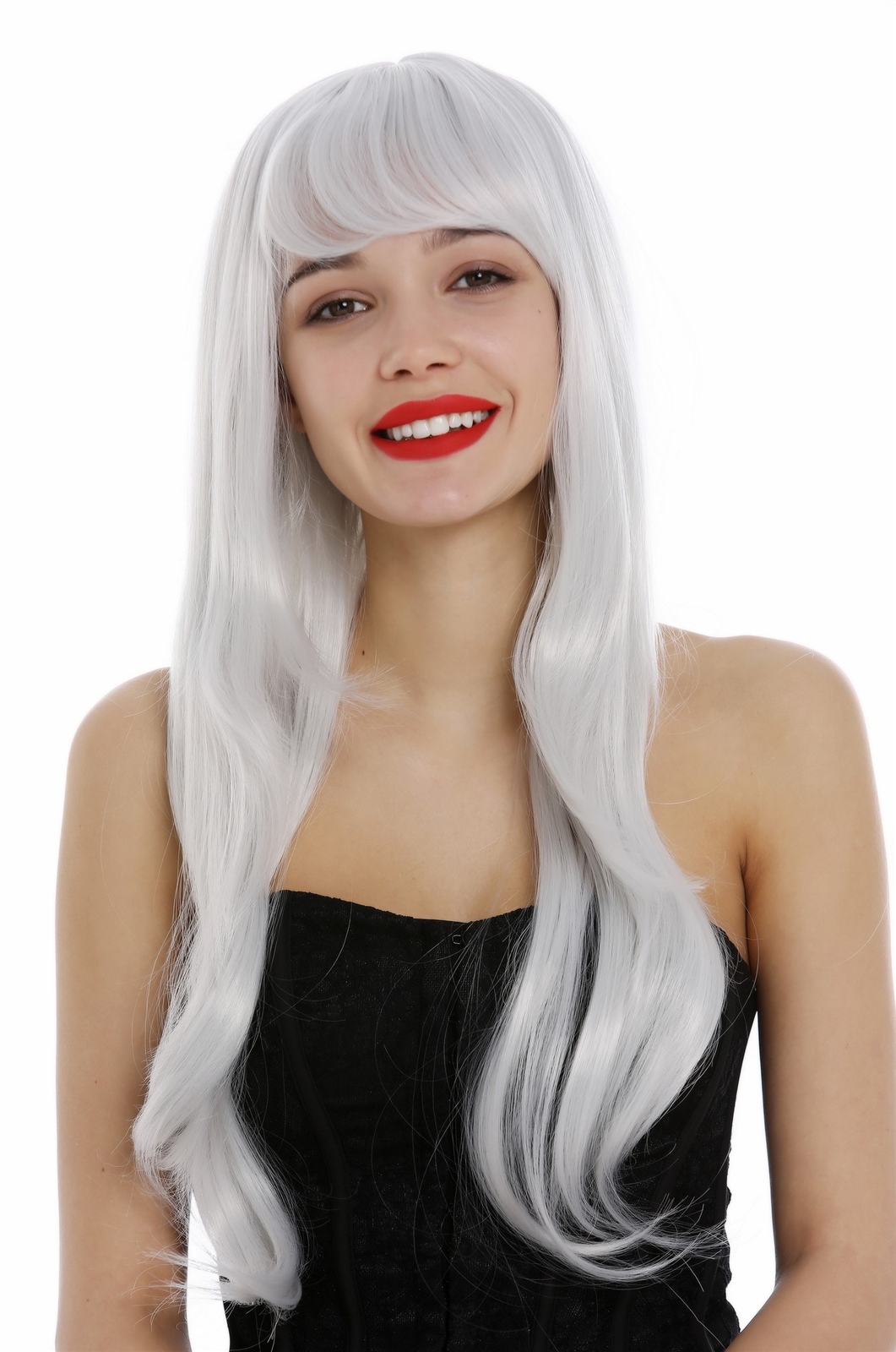Wig Ladies Women Very Long Layered Smooth Grey White-Grey Fee Elf 3111