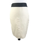 MNG Skirt size 6 Ivory Black Linen Straight Pencil Herringbone Knee Career Suit — photo 1