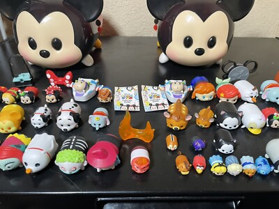 Disney Tsum Tsum Vinyl Figures Lot of 46 Mixed Sizes And Carry