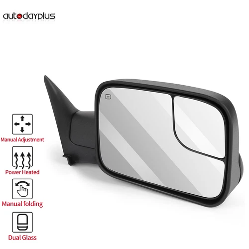 Passenger Side Tow Mirrors For 1994-01 Dodge Ram 1500 2500 3500 Manual Convex