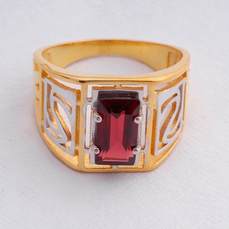 Anillo de plata esterlina 925 granate natural para hombre anillo de regalos de boda anillo para él G7 Foto 3 de 4