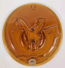 HOLMEGAARD Amber Orange Art Glass NOAH'S ARK SUNCATCHER  1970s Giraffes Ornament