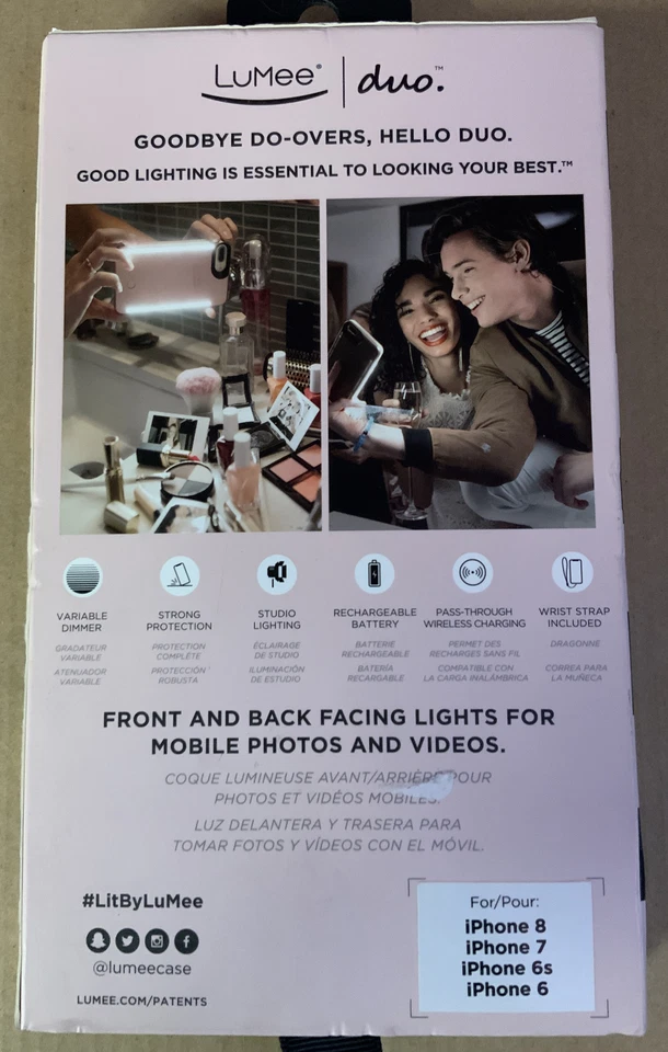 ✅ Funda iluminada LUMee Duo Instafame para iPhone 8/7/6s/6,🆕️👌OpenBox Foto 2 de 4