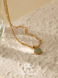 Authentic Gold Plated Green Jade Pendant Necklace in Gift Box-N001-Free Shipping over $35