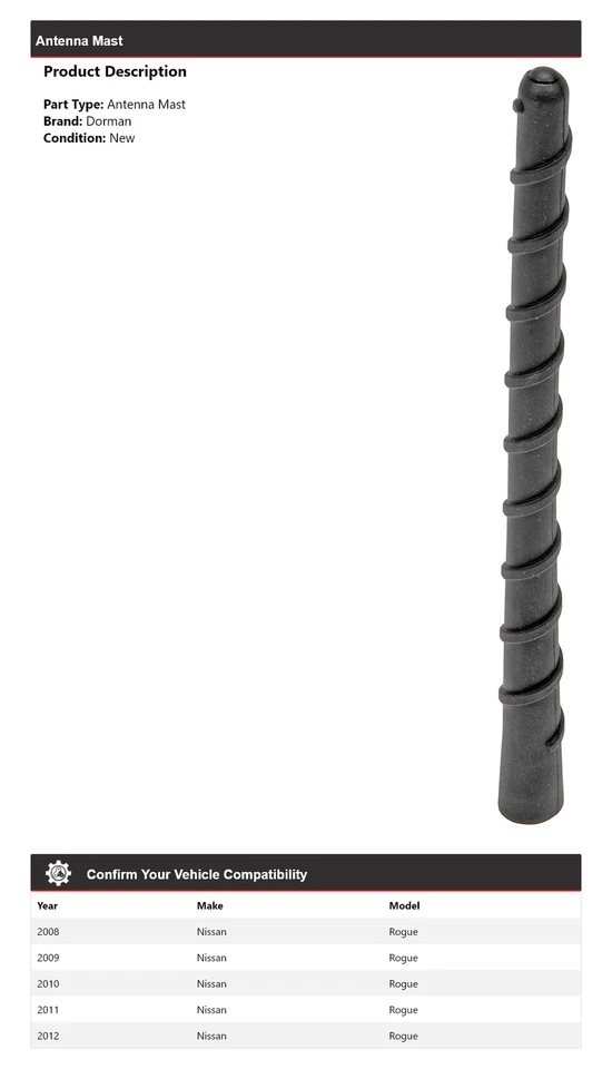 Mastro de antena 2009 2010 2011 Nissan Rogue Dorman 2008-2012 - Imagem 2 de 4