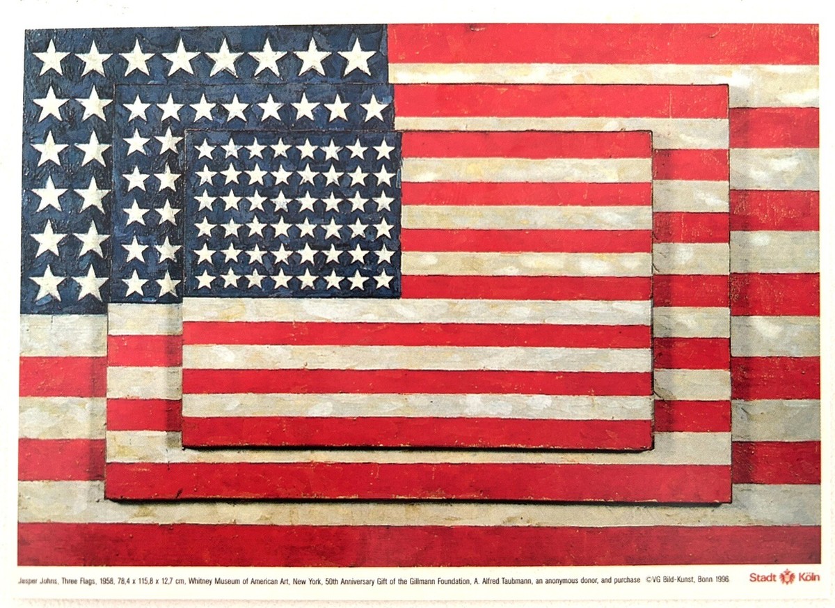 Jasper Johns American Flag Postcard; Retrospective Museum Ludwig