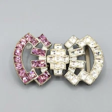 Art Deco Purple Clear Paste Rhinestone Interchangeable Geometric Belt Buckle Set