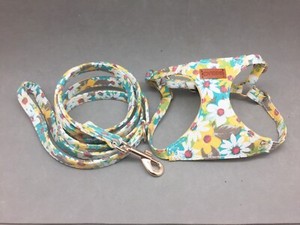 Chede Small Tiny Dog Harness & 52" Leash Lead Set Cute Daisy Flower Print Secure