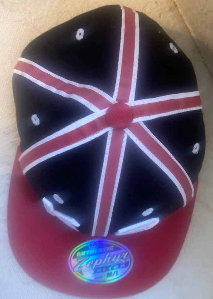 KB Baseball Retro LOGO Fitted Sz M/L Hat Zephyr 32/5 Black Red Flat Brim Cap NEW - Image 4 of 4