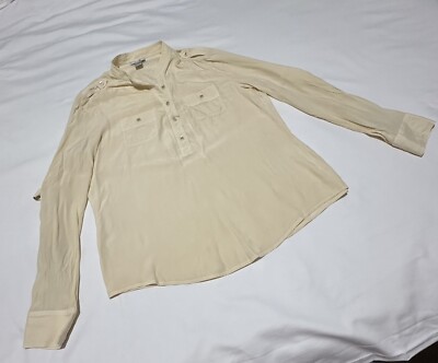 Cache Long Sleeve Button Up Collared Blouse Sz L Large Has Stains