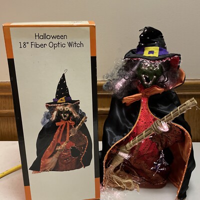 Halloween 18'' Witch Color Changing Fiber Optics Original Box & AC Adapter