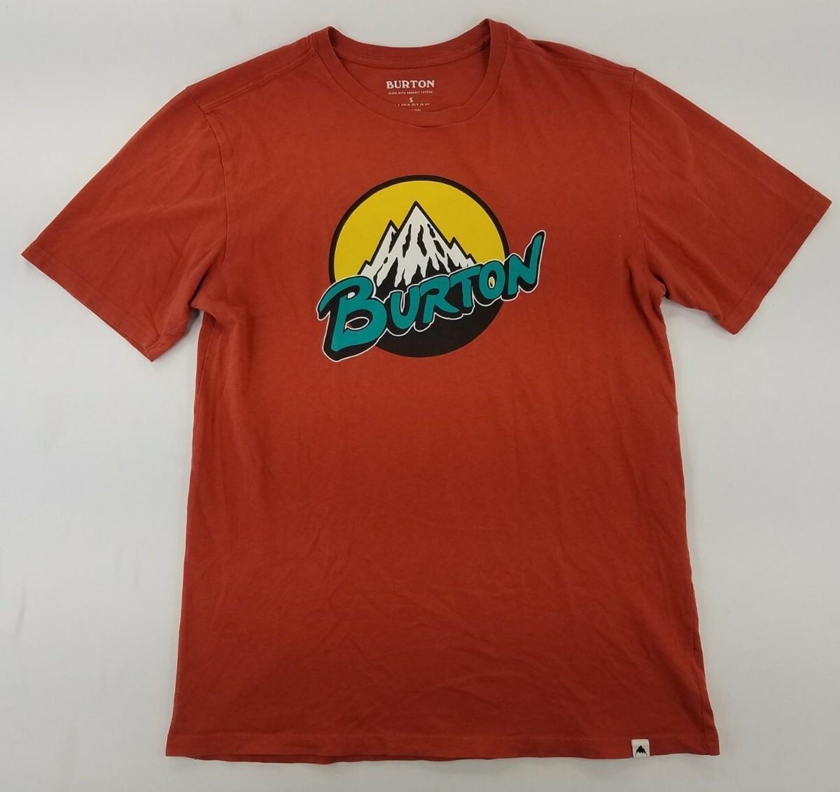 Burton Snowboards T-shirt Mens Size S Orange Organic Cotton