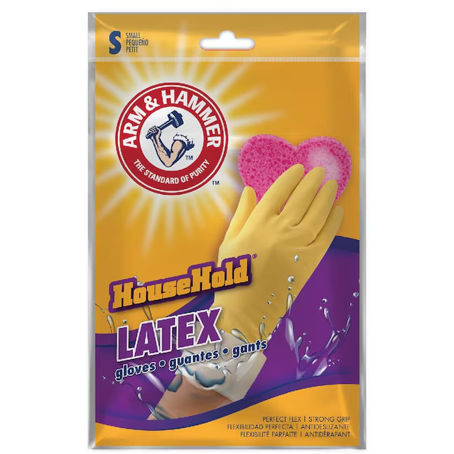 Arm & Hammer Embossed Grip Reusable Latex Cleaning Gloves Medium 1 Pair