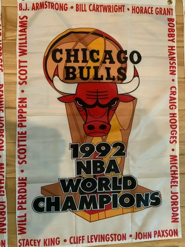 Juego completo de pancartas/banderas del campeonato de la NBA Chicago Bulls de 2'x3' "The Last Dance" Foto 3 de 4