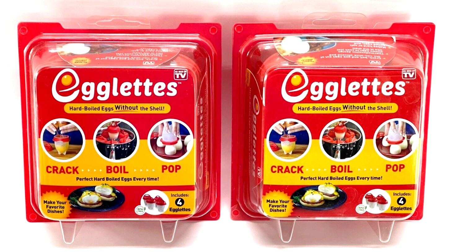 Two Egglettes 4-Pack Hard-Boiled Eggs Without Shell Cookers "As Seen On TV"