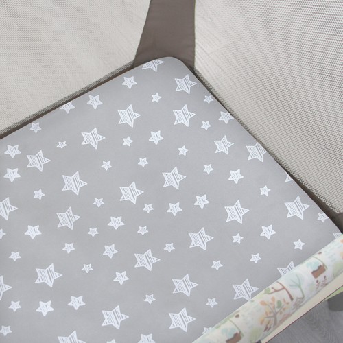 Pack N Play Fitted Sheet Boys Stretchy Playard Cover 2 Pack Gray & Navy 39"x27" - Afbeelding 4 van 6