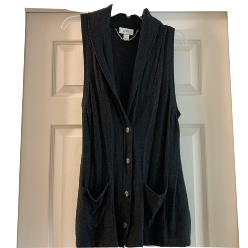 ann taylor loft charcoal sweater vest 