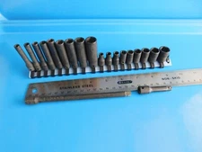 USED, SNAP ON TOOLS 1/4 IN. DR. "SAE" SHORT & DEEP SOCKETS,+ 2 EXTENSIONS, 20 PC